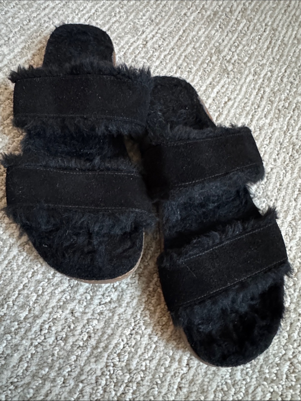 Soludos Brown Faux Fur Slide Sandals